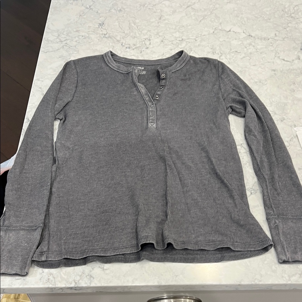 Aerie Charcoal Ribbed Knit Top